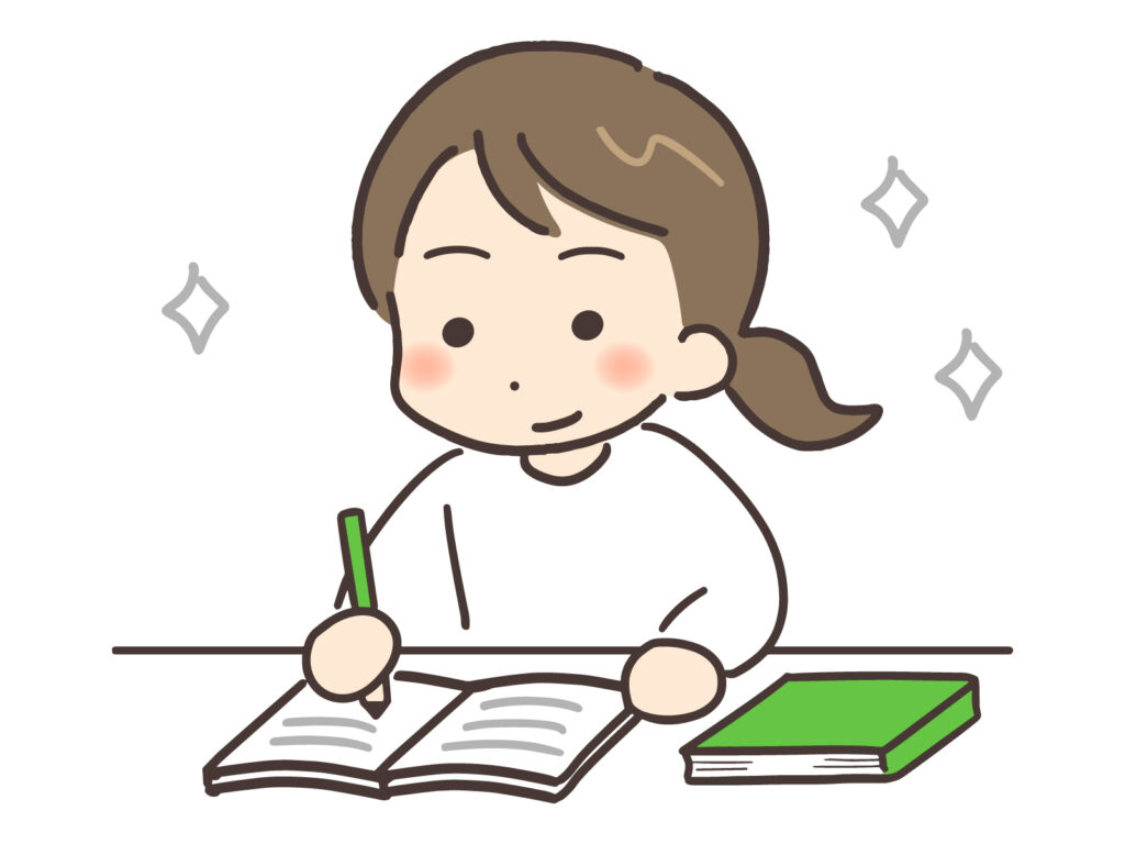 勉強している女性のイラスト